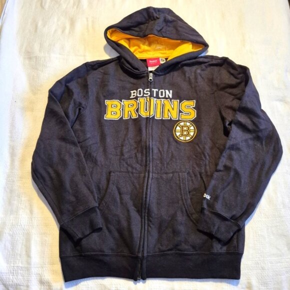 Boston Bruins boys size Large or 14/16 full zip up hoodie, 2 front pockets NWOT - Picture 1 of 5
